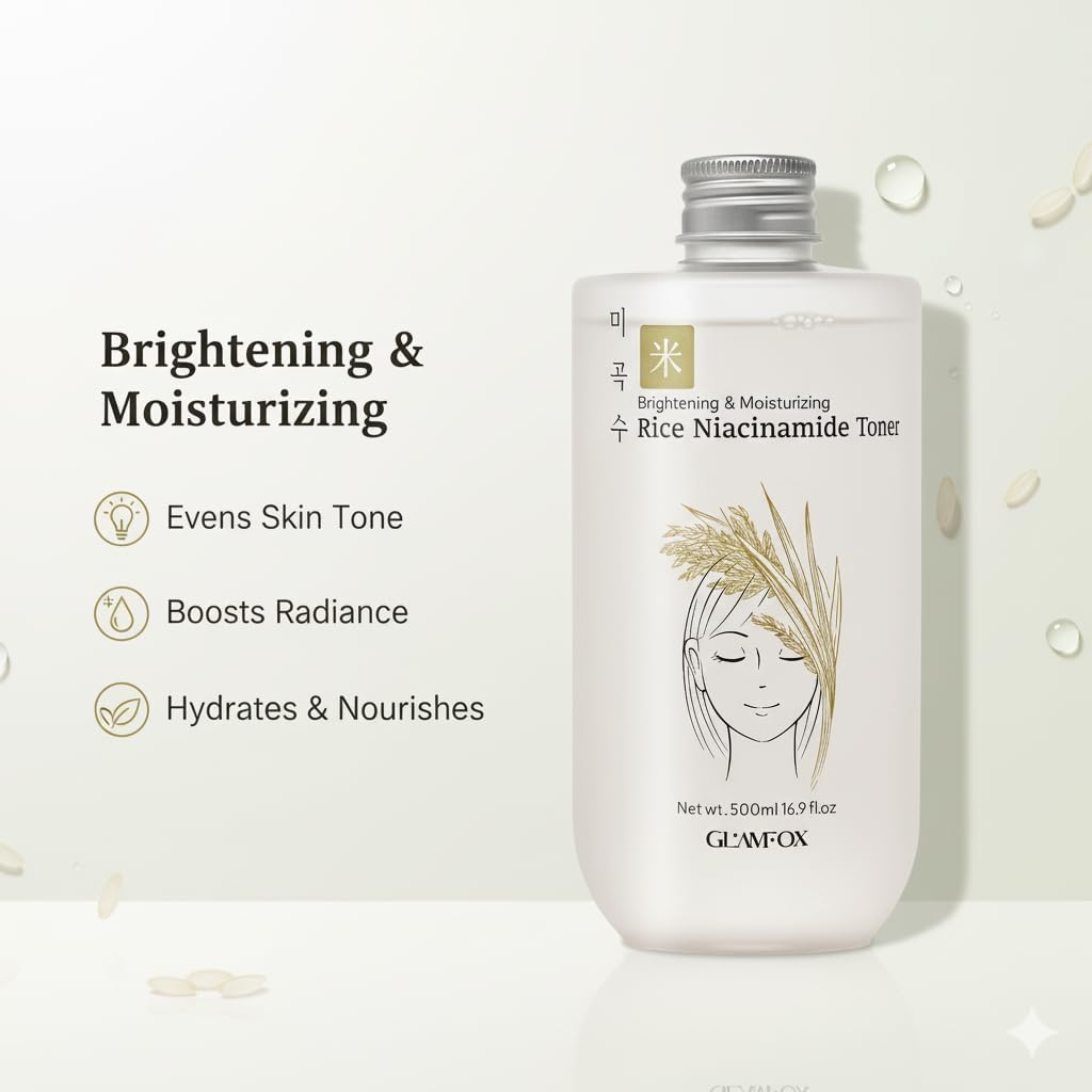 Rice Niacinamide Toner, Korean Rice Extract, Brightening & Hydrating Face Toner, 16.9 fl oz - Image 3