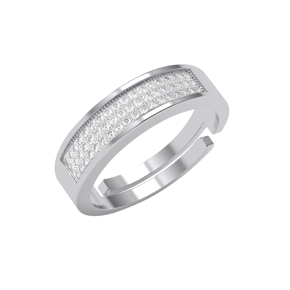 Pure 925 Sterling Silver Izan Men Ring |Size Adjustable, Platinum Plated, Swiss Zirconia | Gift for Men & Boys