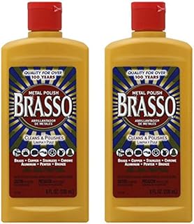 Brasso Metal Polish, 8 oz Bottle for Brass, Copper, Stainless, Chrome, Aluminum, Pewter & Bronze, 8 oz (Pack of 2)