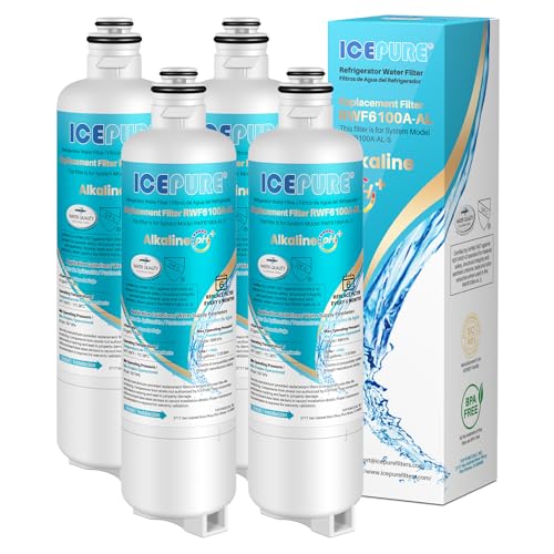 Image of ICEPURE Alkaline BORPLFTR50 Refrigerator Water Filter Replacement for Bosch Ultra Clarity Pro 11032531, 12033030, BORPLFTR55, 12028325, 11025825, B36CT80SNS, WFC100MF, WFS200MF, Enhances PH, 4Pack