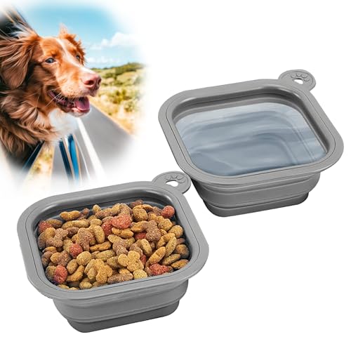 Mobile Dog Gear Small Collapsible Dog Water Bowls for Travel (Set of 2, 2 Cups Each) - Portable Foldable Bowl for Feeding Pets, Cats & Dogs - Easy to Clean Silicone Dish, Great for Camping & Traveling