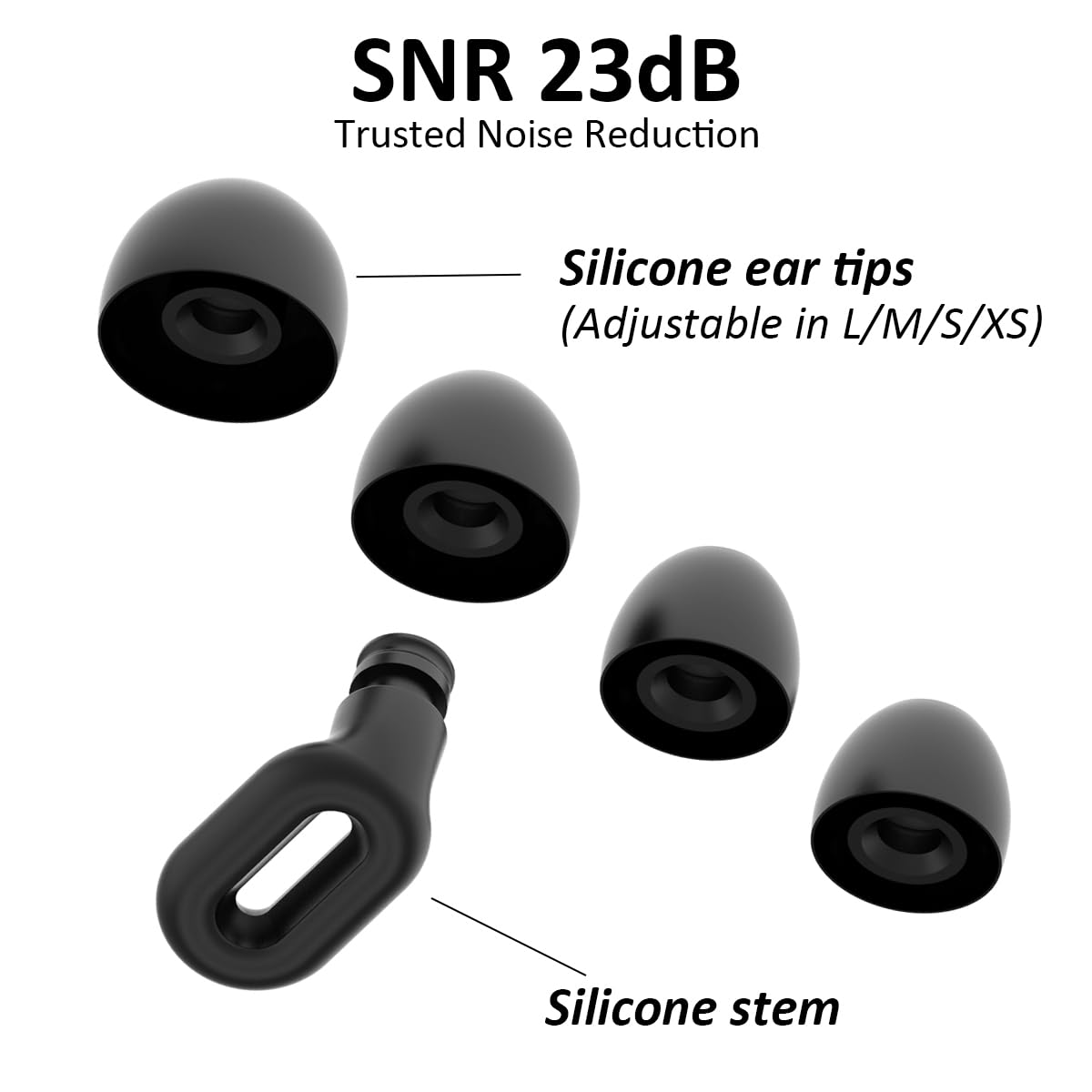 Focus Plus zatyczki do uszu z podwójnymi końcówkami – silikonowe zatyczki do uszu wielokrotnego użytku do spania, podróży, redukcja szumów 23 dB + 5 dB (czarny, Pack of 1)
