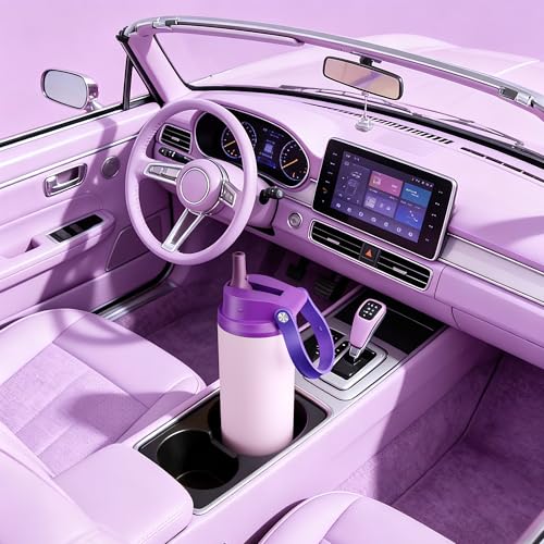 Image of Meoky 24 oz Insulated Water Bottle: Flip-to-Pop Straw, Leak Proof, 24H Cold, Fits in Car Cup Holder, Wide Mouth, BPA-Free, Stainless Steel Water Bottle for Women Teen Girls, Dreamy Field