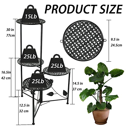 Nakupe Plant Stand Indoor Outdoor, 3/4 Tier 30" Tall Metal Flower Pot Holder Shelves, Tiered Plant Rack Organizer, Planter Display Storage Shelf For Patio Balcony Garden Living Room Corner(Black) #TOP1