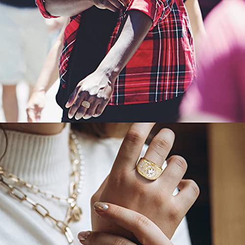 TOPGRILLZ Iced Out Gold Cluster Ring 5A+ Cubic Zirconia 14K Gold Hip Hop Rapper Fashion Luxury Big Diamond Rings For Men4