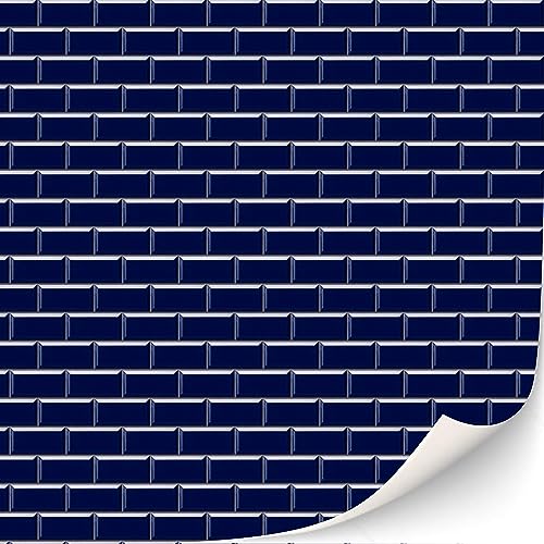 TexturKontor 3 Sheets Self-Adhesive Floor Tiles for Dollhouse 1:12 Scale (Glazed Dark Blue Metro Tiles)