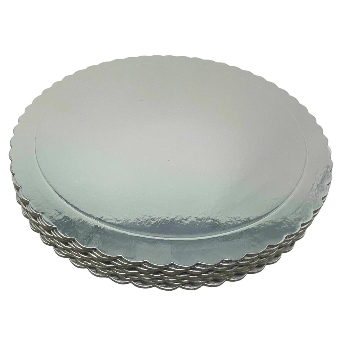 Decoraciondulce 10 x Discos/Bases Extrafuerte de 25cm X 3 Mm. Altura para pasteles (Plata)