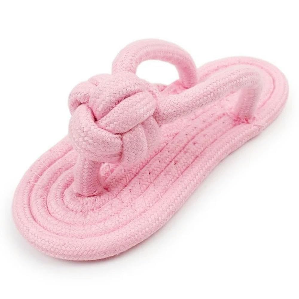 Zabawki dla psów Zabawka do żucia psa Bawełniana kapcia ze sznurka Trening zębów trzonowe Interaktywna zabawka 2 szt. Różowa(Pink)