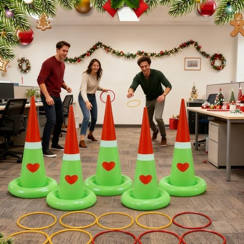 Soulchen 5 Pack Inflatable Christmas Ring Toss Game, Inflatable Christmas Tree Toss Game Adults for Indoor Outdoor Party Garden Games Gifts Holiday Decorations by Soulchen - Image 6