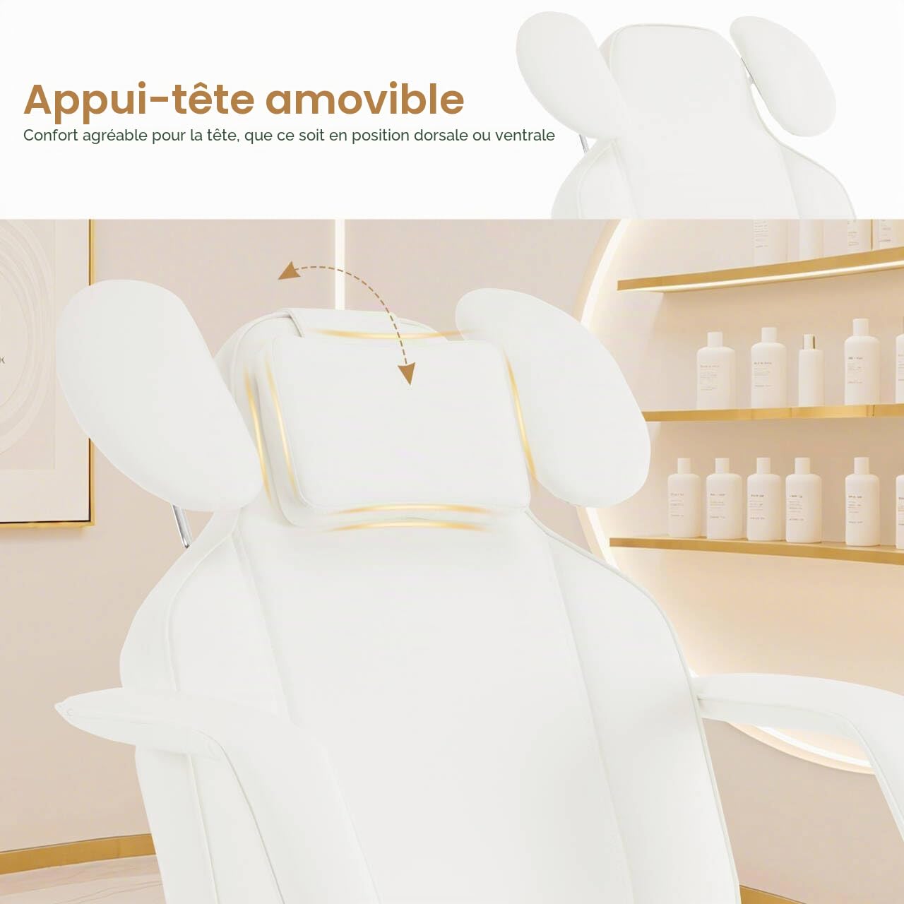 Barberpub Table de beauté Pliable, 80 cm de Large, Table de Traitement pour Extensions de Cils et Tatouage pour Salon de Spa, Appui-Main réglable pour esthéticienne 185x80x90 cm 0726 (Blanc/PU)