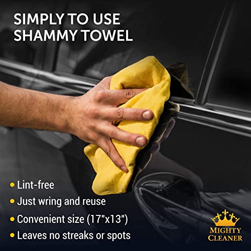 image for Mighty Cleaner Premium Mini Chamois Cloth for Car - 2pack +1 Bonus Car