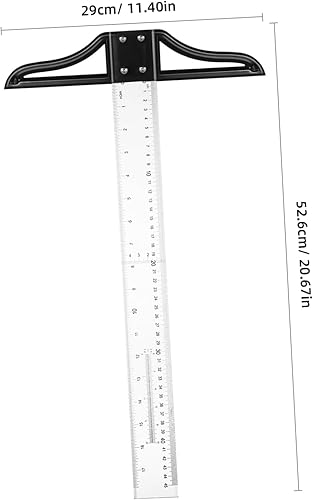 Miniatura 2 de iplusmile Regla cuadrada en T acrílica, herramienta de dibujo y diseño cuadrado en T, regla de medición en T para carpintería, dibujo, arquitectura,