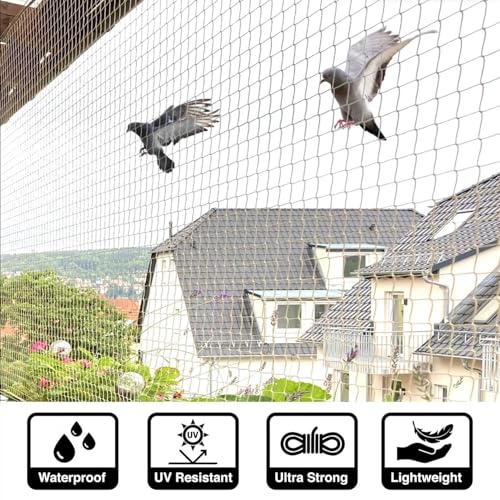 Image of Anti-Bird Pigeon Net for Balcony | Heavy-Duty Bird Net, White, 15Ft X 60Ft | Safety Net Railings & Open Areas | Protection Net for Pigeons & Birds