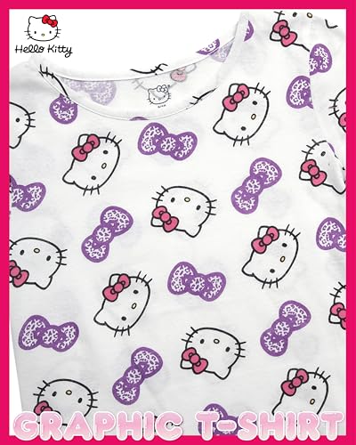 Image of Hello Kitty Girls Shirts - Short Sleeve Cute Casual Crewneck Graphic Tees Shirts for Girls Tops T-Shirt (Sizes: 4-12),