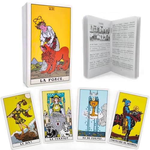 Pelucton Cartes de Tarot Voyance en Français pour Débutants avec Guide, Jeu de Tarot 78 Cartes a Jouer Divinatoires en Français