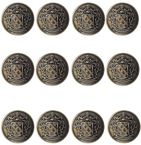 KENDANY 12 Piece Metal Blazer Button Set - for Blazer, Suits, Sport Coat, Uniform 25mm/0.98inch (Bronze)