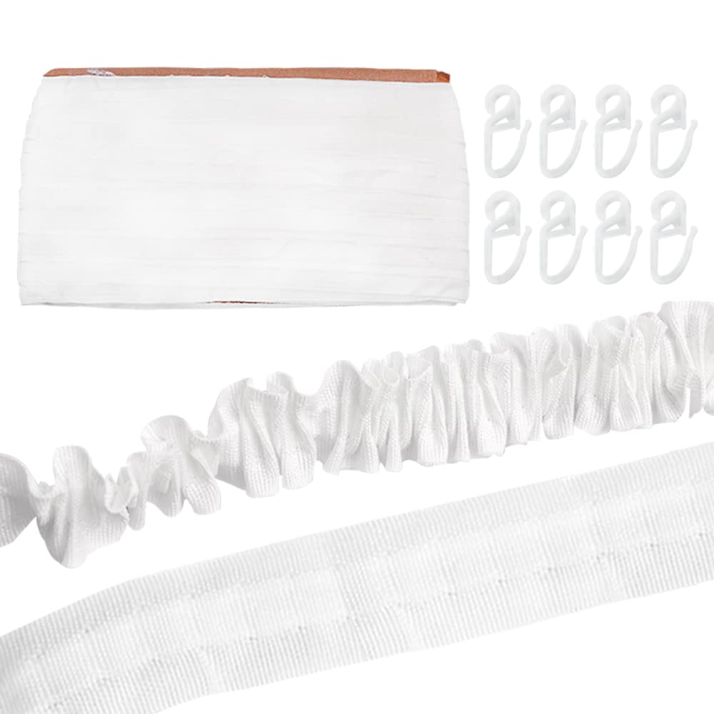 Nastro Porta Tenda Pieghettato Bianco 3 Cm X 50 Metri - In Poliestere Per Tende Da Doccia, Finestre E Porte - Fai Da Te E Cucito