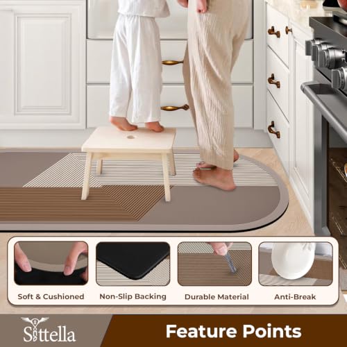 Image of SITTELLA Rubber Kitchen Mats Set of 2, Anti-Skid Kitchen Mats, Water Absorbent Rug, Carpets, Floor Mat for Home and Kitchen (120x40cm & 40x60cm) Beige, Rectangular