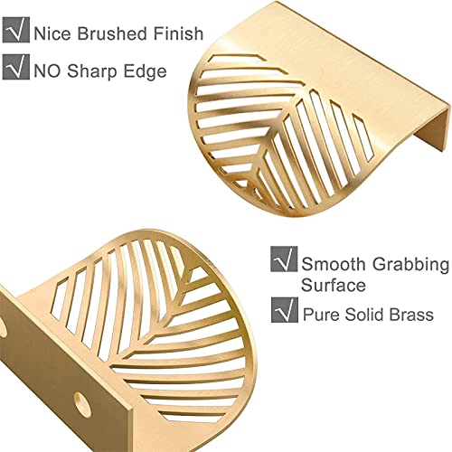 MOROBOR Solid Brass Cabinet Knob Finger Pulls, 2pcs Leaf Shaped Curved Cabinet Pulls - Image 3