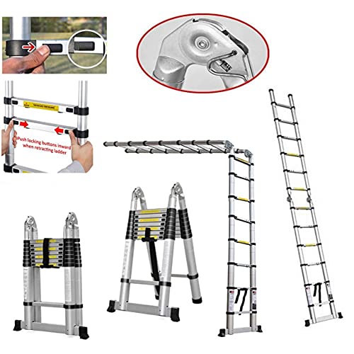 KANBUN Escada Telescópica Dupla Versátil Dobrável Extensível Portátil Escada Multiuso para Todo o Se