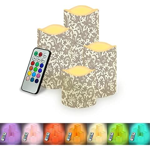 Dolyues Retro Floral Beige LED Candle Lights Cover