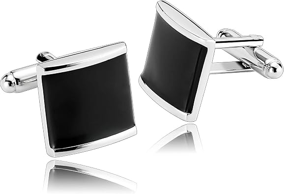 Black Cufflink Shirt Stainless Steel Cufflink, Square Cufflink Shirt Jewelry Gift for Men