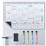 POPRUN Magnetisch Wochenplaner Familienplaner abwischbar mit Uhrzeit Whiteboard Magnettafel Kühlschrank,Haushaltsplaner,Essenplaner 43 x 28 cm auf Deutsch