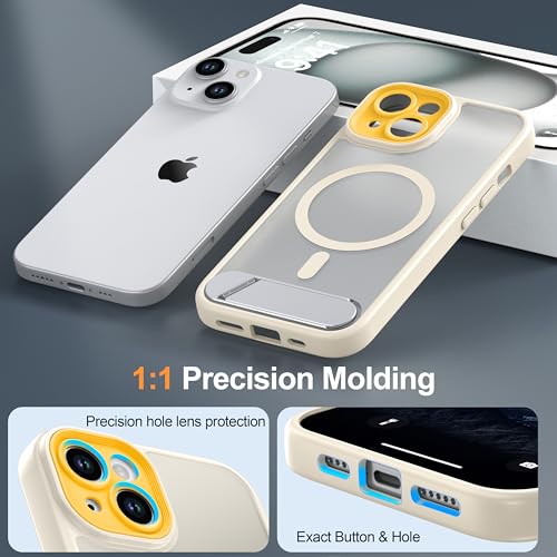 AMILIFECASES Magnetic Compatible with iPhone 15 Case, [Built-in Invisible Kickstand][Compatible with MagSafe][Full Camera Protection] Translucent Matte Phone Case for iPhone 15 6.1" by AMILIFECASES - Used condition - Image 8