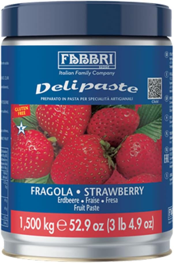 Delipaste Strawberry, Flavoring Compound for Gelato, Ice Cream, Soft Serve, Pastry and Confectionary - 1 Tin of 3.3 lb