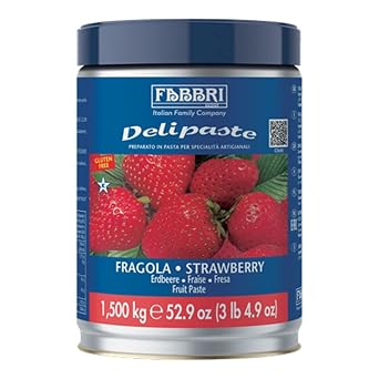 Fabbri Delipaste Strawberry, Flavoring Compound for Gelato, Ice Cream, Soft Serve, Pastry and Confectionary - 1 Tin of 3.3 lb