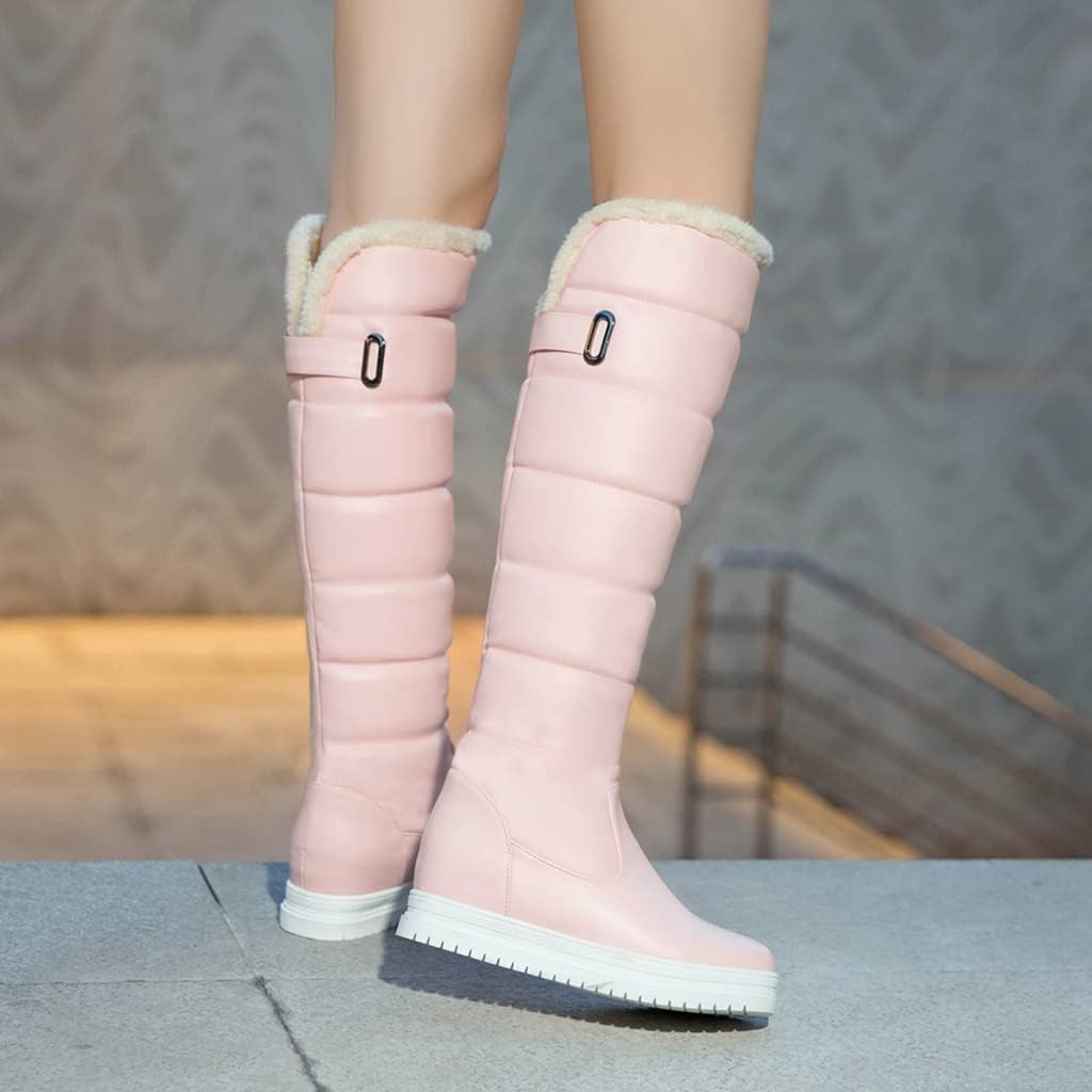 Women's Winter Knee High Snow Boots Tall Waterproof Rain Pull On Warm Fur Lined Wide Calf Snow Boot