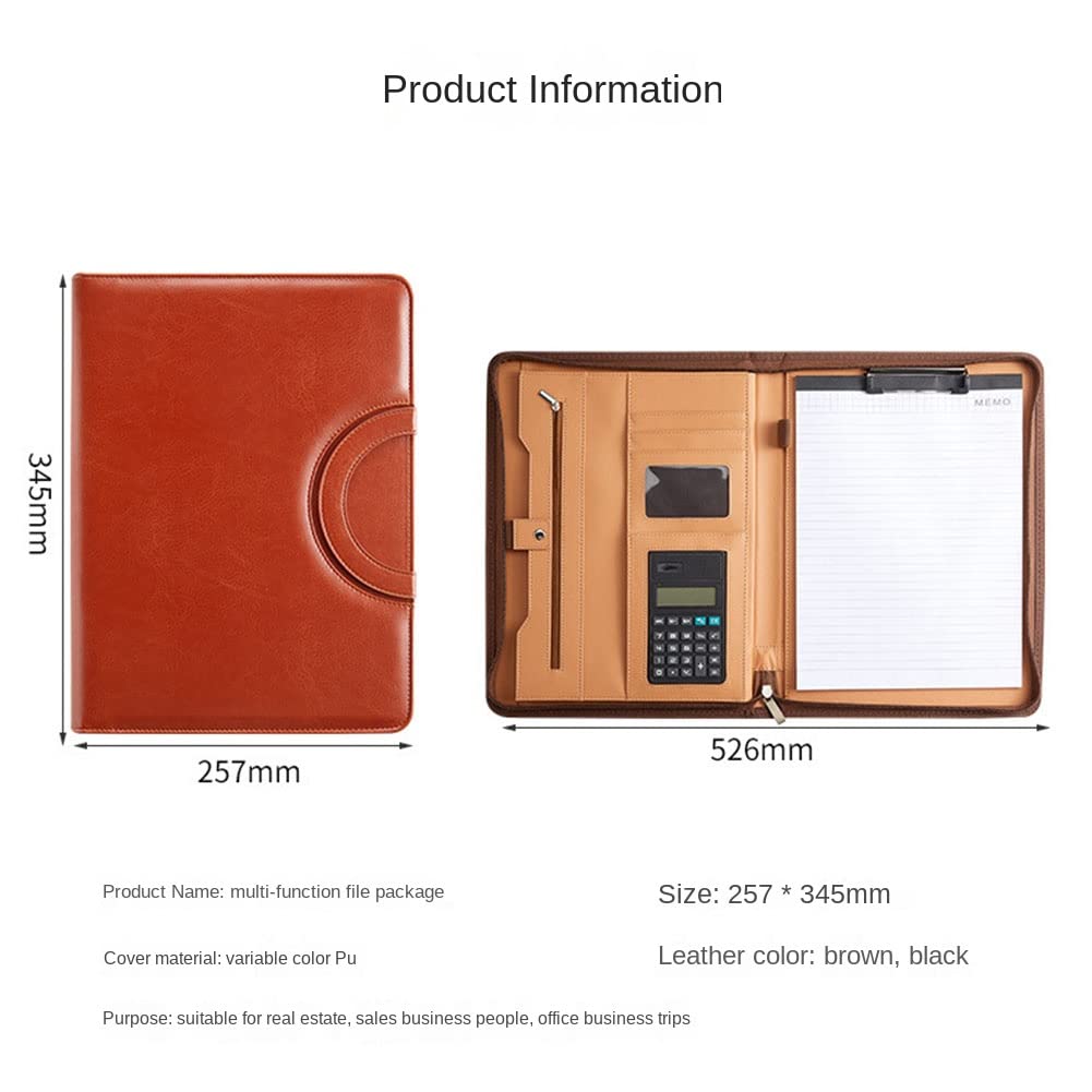 Speesy Portefeuille en Cuir avec Fermeture éClair pour Femme/, Porte-Documents D' avec PoignéE, Notes de ConféRence Marron