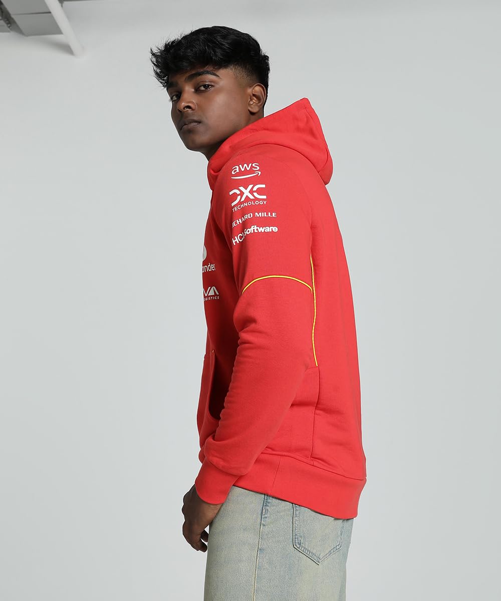 PUMA Felpa con Cappuccio Team Scuderia Ferrari 2024 Uomo Rosso Bruciato