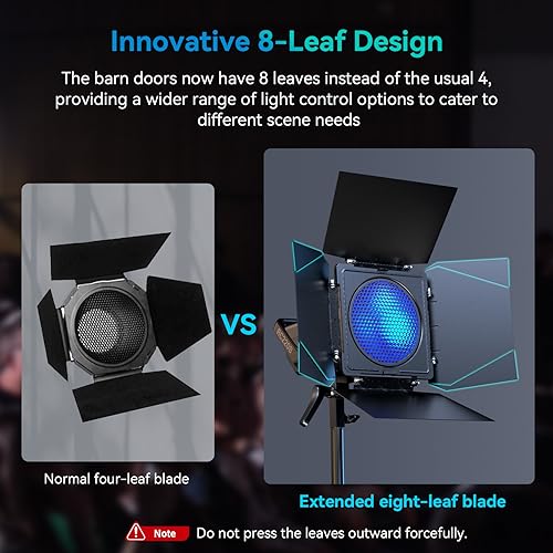 Image of SmallRig 8-Leaf Lighting Barn Doors with Bowens Mount Adapter, Damping Shaft Design, Color Gel Clip and Honeycomb Grid, for SmallRig RC 120 /RC 220 /RC 350 / RC 450 and Other Bowens Mount Light-4204