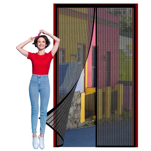 Moustiquaire Fenetre Magnetique sur Mesure 240 x 200 cm Porte Rideau Couloirs Patio Fermeture Automatique Installation Facile pour Porte Exterieur, Balcons, Caves, Noir
