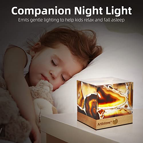 Artiistone Agate Night Light Natural Stone Crystal Lamp Gemstone Led Lights With Wooden Base Touch Control Usb Rechargeable For Home Decor Bedroom Gifts Kids #TOP3