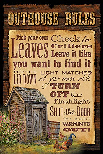 Outhouse Rules - Letrero de metal para decoración de pared, 12 x 8 pulgadas