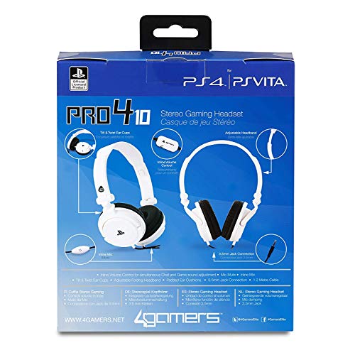 4Gamers - PRO 4-10 PS4 Licensed Wired Stereo Gaming Headset White (PS4) - Afbeelding 3