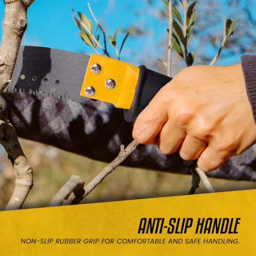 Image of 21 inch Hook Pruning Saw - Professional Hand Saw for Cutting Trees, Branches, Weeds | For Farms, Landscaping & Gardening | Includes Hook Tip for Branch Pulling | Non-Slip Rubber Handle | THP21