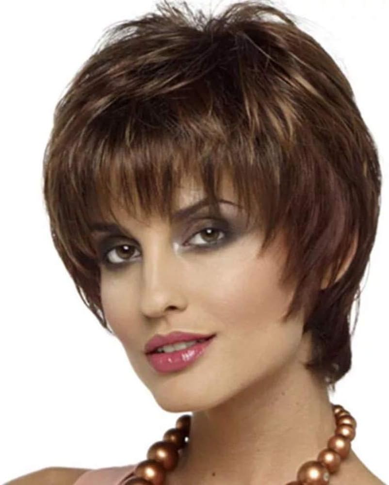 Fleurapance Short Super Natural Women's Bob style Bobo Head Ladies' Brown Blonde Heat Resistant Fashion Charming Curls Curly Wavy Wave Synthetic As Real Human Hair Wigs