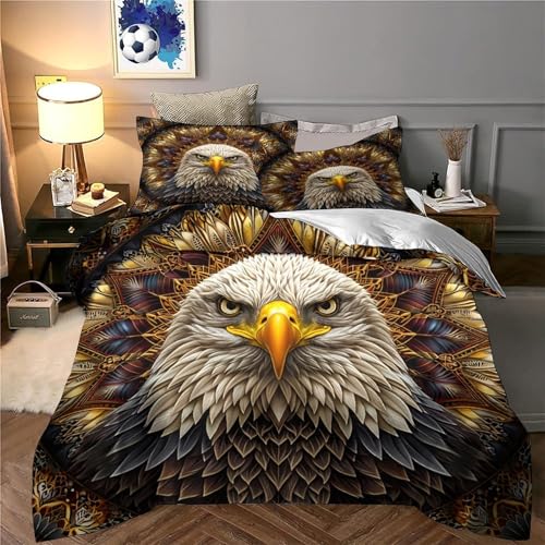 Linge de lit aigle imprimé en 3D avec housse de couette fermeture éclair