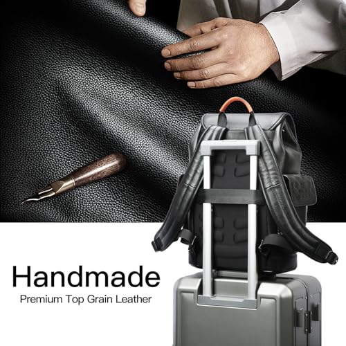 BOPai Genuine Leather Backpack 15,6 inch Laptop Bag for Men Business Computer Backpack Casual Daypack 5