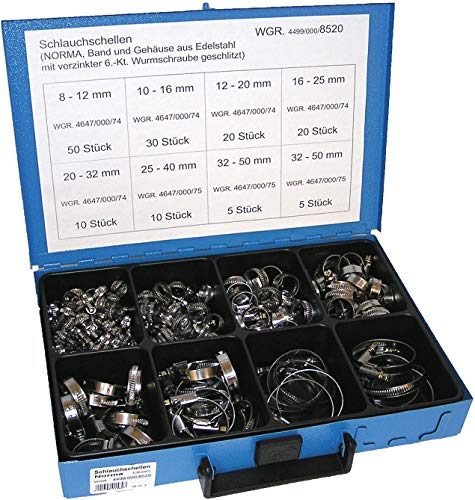 Dresselhaus 0/4499/000/8520// /06 Sortimente Schlauchschellen Band und Gehäuse Edelstahl A2 mit verzinkter Wurmschraube, 6-kant geschlitzt