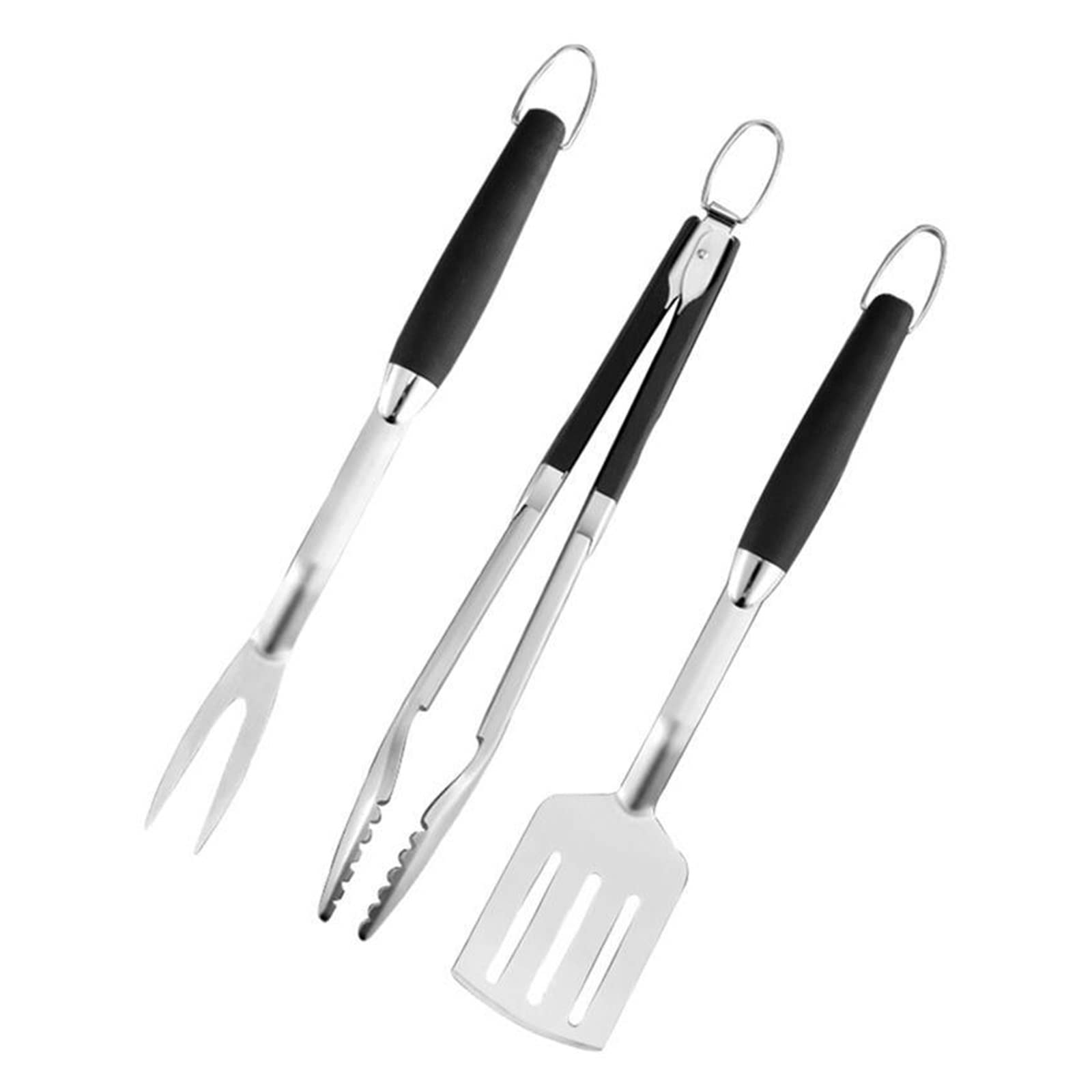 MRKU Set di 3 Utensili, forchetta, pinze, spatola, Utensili da Cucina Multifunzione Portatili per Barbecue.