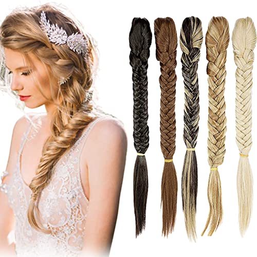 FUT 21" Long Fishtail Braid Ponytail Hair Extension Synthetic Claw Jaw Braiding Ponytail Hairpiece