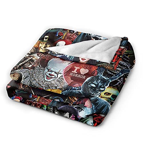 Horror Movies Flannel Blanket Ultra-Soft Lightweight Warm Fuzzy Anti-Static Microfiber Throw Blankets For Couch Bed Sofa For All Seasons (Black1, 50"X40") #TOP1