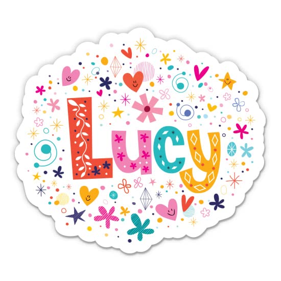 Lucy Girl Name Cute Kid Lunchbox - 3" Vinyl Sticker - for Car Laptop Water Bottle Phone - Waterproof Decal