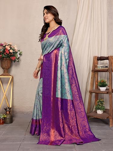 Image of Women's Kanjivaram Soft Silk Banarasi Saree With Blouse Piece | Banarasi Sari For Women | Saree with Blouse piece