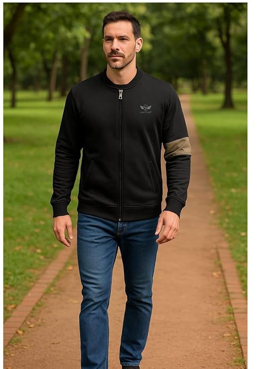 Image of Men Winter Fleece Zip Up Jacket Warm Athletic Sports Track Jacket Lightweight Running Workout Sweatshirt with Pockets