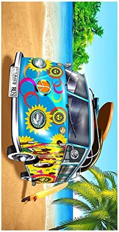 GEEZY Large Microfibre Beach Bath Towel Lightweight Sports Travel Gym Summer Towels (Camper Van (Blue))